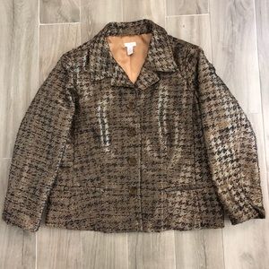Chicos Size 3 Beige Textured Button Down Jacket